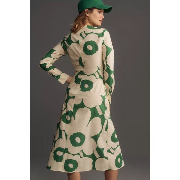 nwt ANTHROPOLOGIE x MARIMEKKO sz S Katse Unikko Midi in green - Picture 4 of 5